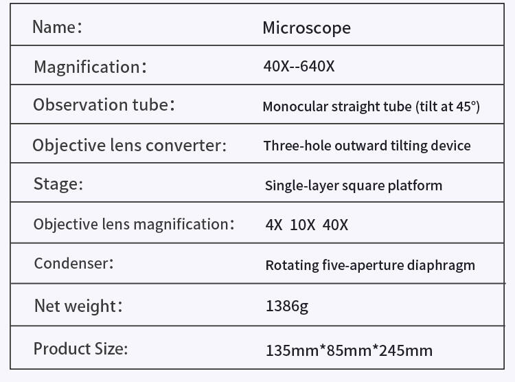 hot sale cheapest price teaching apparatus student 640X medical Lab microscope
