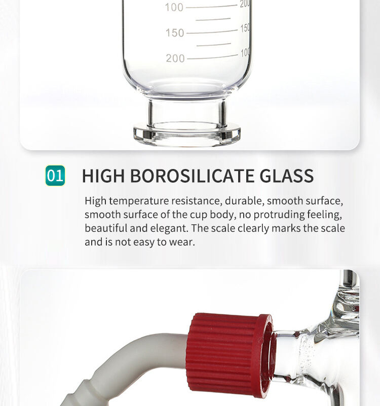 product solvent filtration apparatus glass sand core vacuum filter unit device with filter cup 300 ml receive bottle 250 500 1000 ml-7