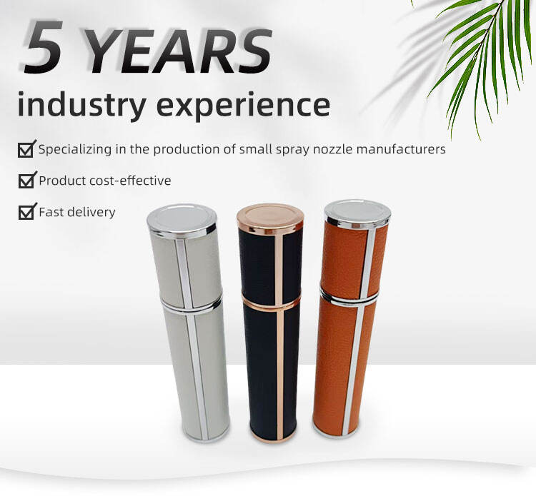 Supplier Mini 5ml 10ml Portable Round Colored Leather Empty Bottom Refillable Perfume Bottle with Twist Atomizer Spray factory