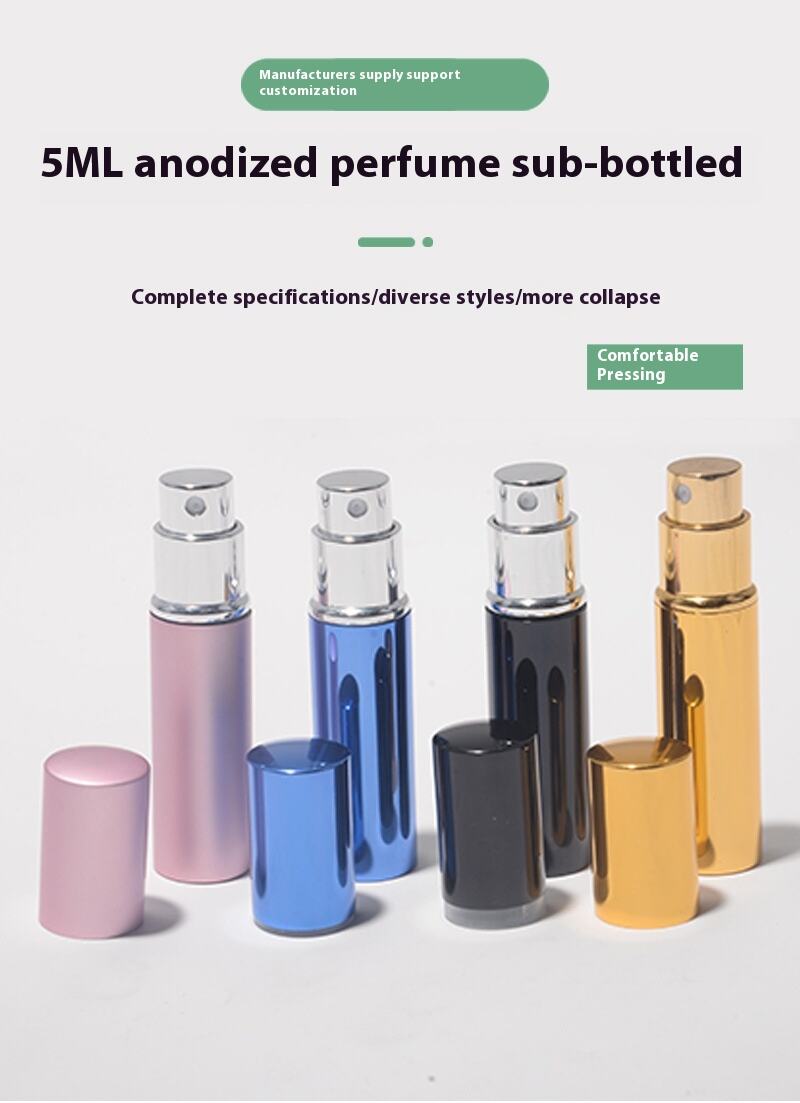 Direct 5ML Aluminum Collar and Metal Base Anodized Perfume Sub-Bottling Lotion Spray Bottle for Bottom Filling details