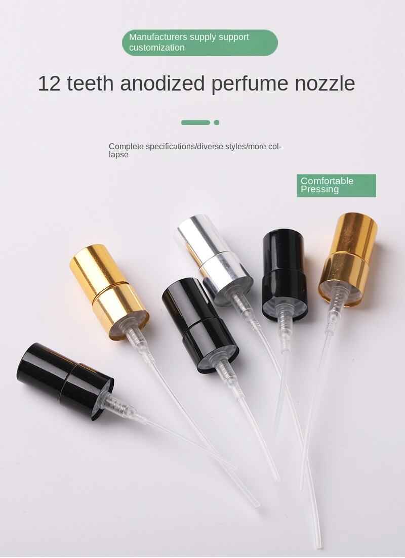 in Stock 12-Tooth Anodized Plastic Perfume Nozzle Small Sample Cosmetic Moisturizing Pressure Type Perfume Spray Nozzle manufacture