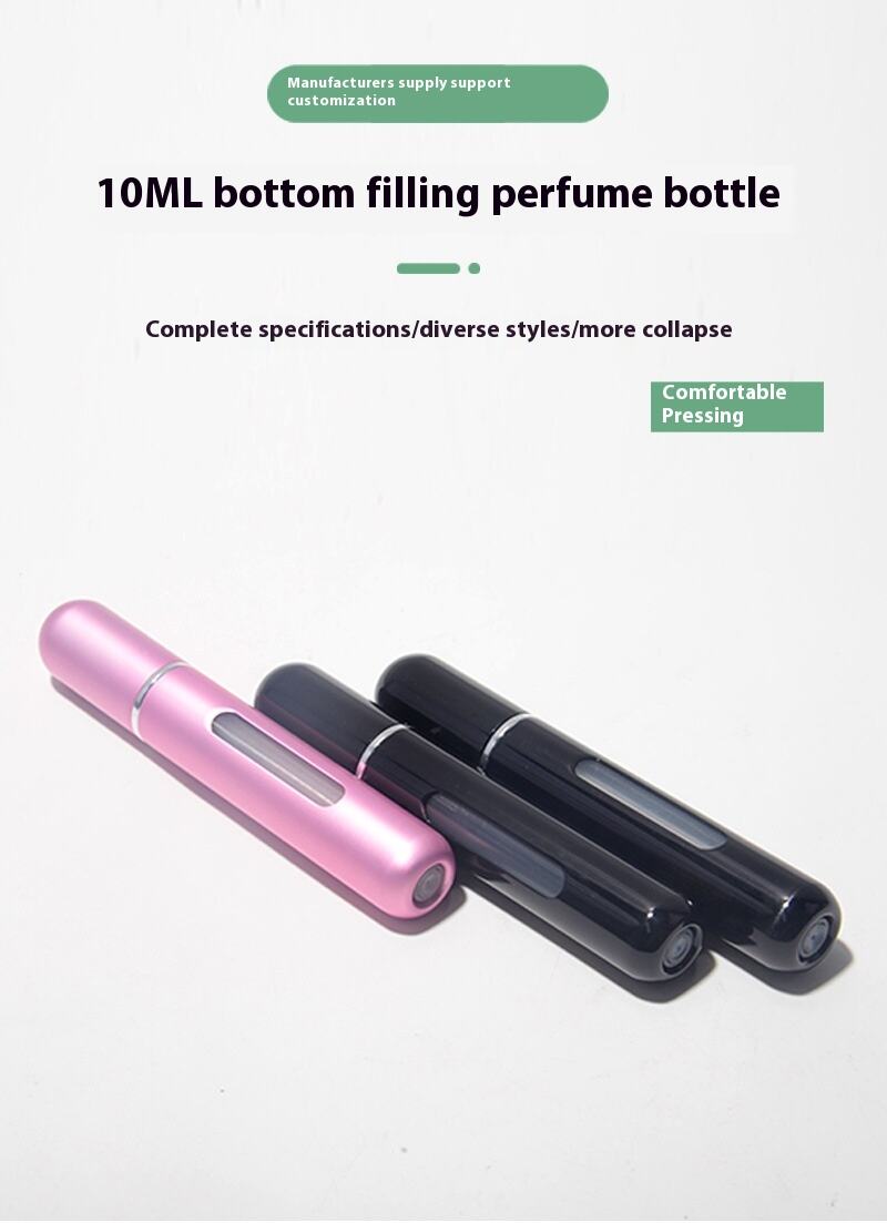 10ml Bottom Filling Perfume Bottles Push-Type Mini Cosmetic Empty Aluminum Spray Bottle Plastic Skin Care Perfume Atomizer manufacture