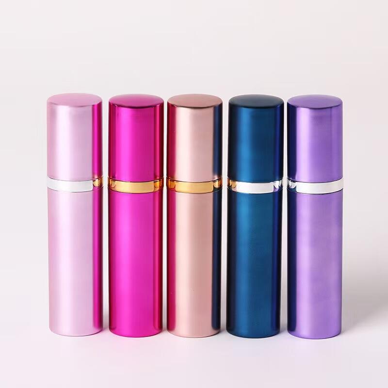 Travel Mini Refillable 5ml Aluminum Glass Bottles Empty Perfume Screw Cap Pump Sayer Cosmetic Lotion Use Plastic Collar supplier