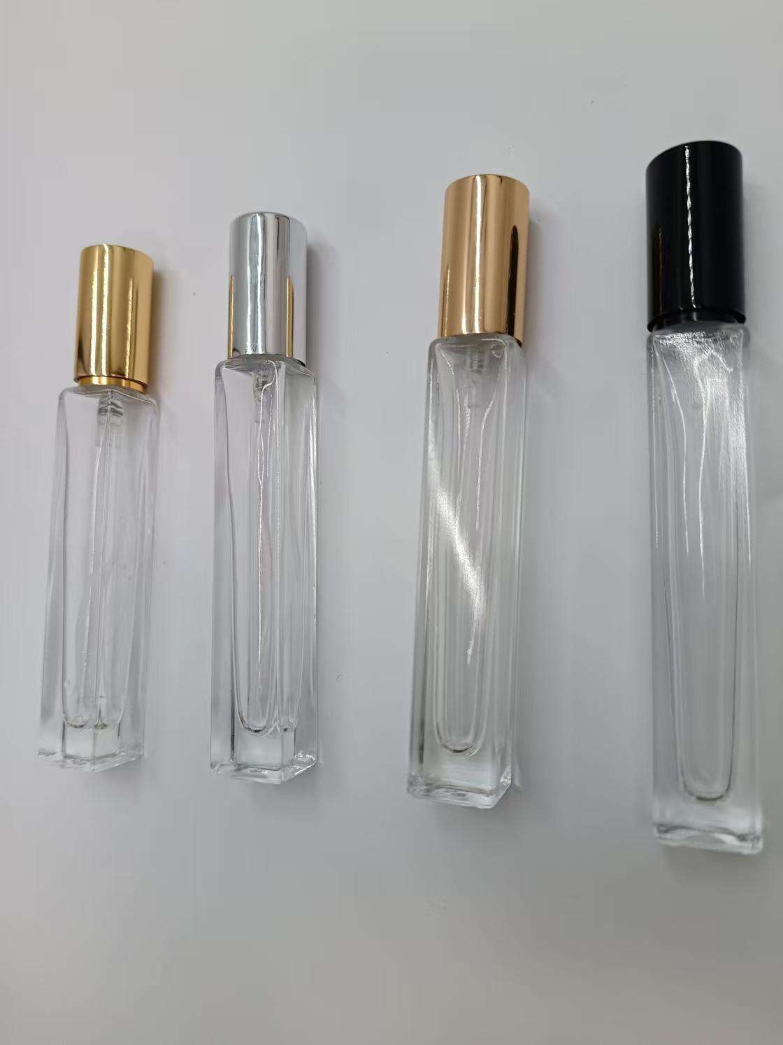 10ml high quality square transparent  perfume glass bottle factory