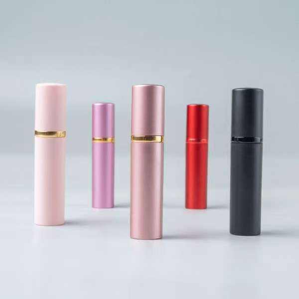 Travel Mini Refillable 5ml Aluminum Glass Bottles Empty Perfume Screw Cap Pump Sayer Cosmetic Lotion Use Plastic Collar details