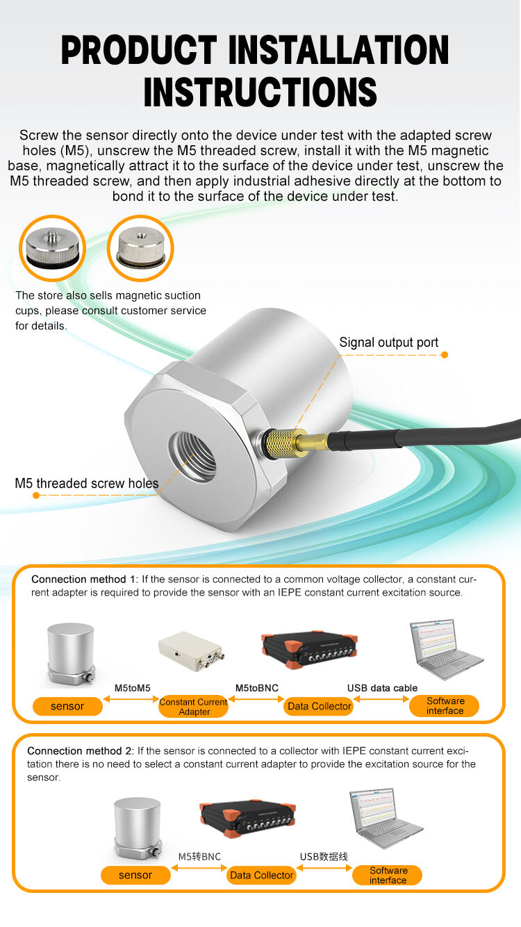 JSDEC0001 Piezoelectric Acceleration Sensor General Purpose IEPE Type Vibration Shock Measurement High Sensitivity 10G manufacture