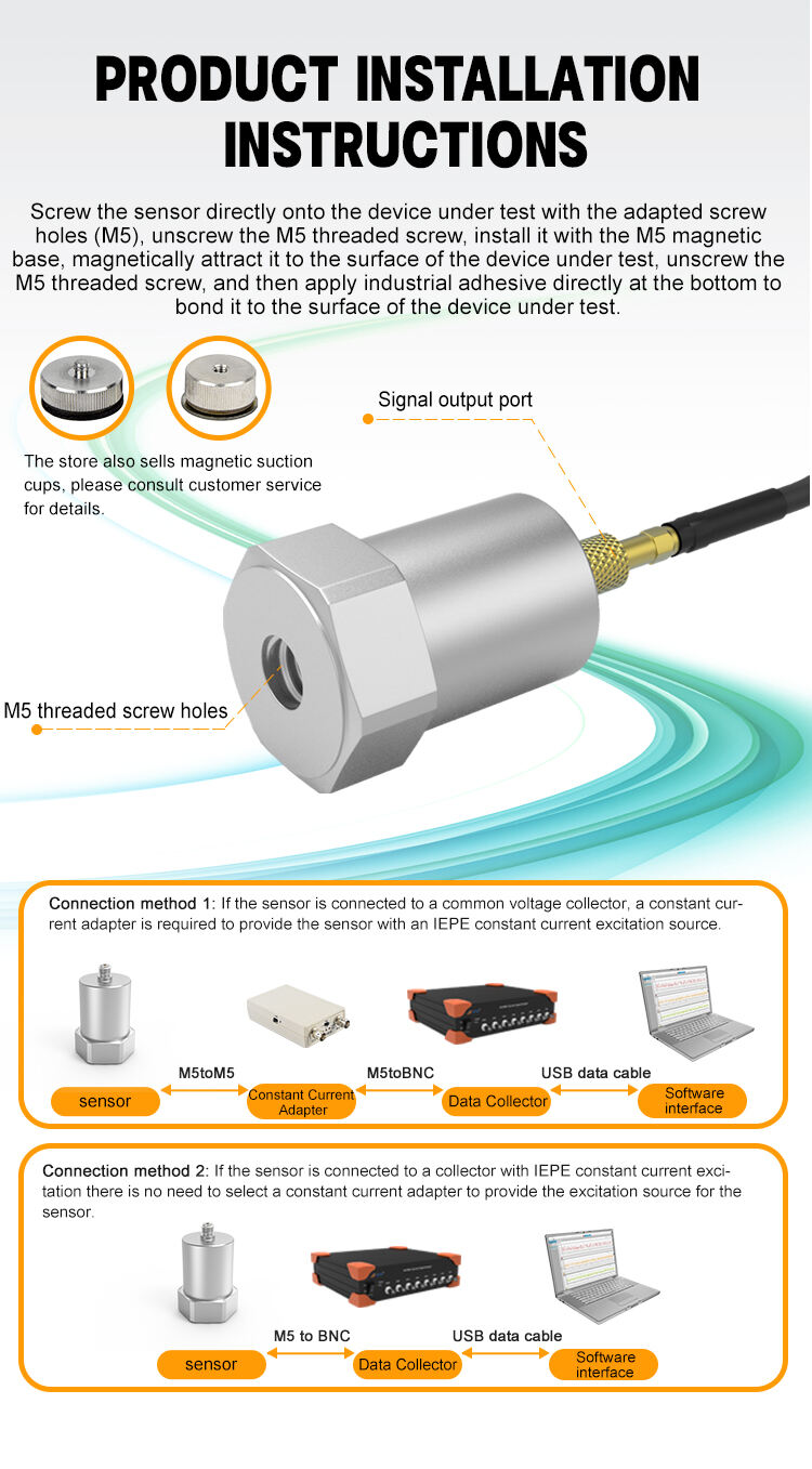 JSDED00X1C Piezoelectric Acceleration Sensor For Industrial Measurement Precision Performance High Stability Sensitivity manufacture