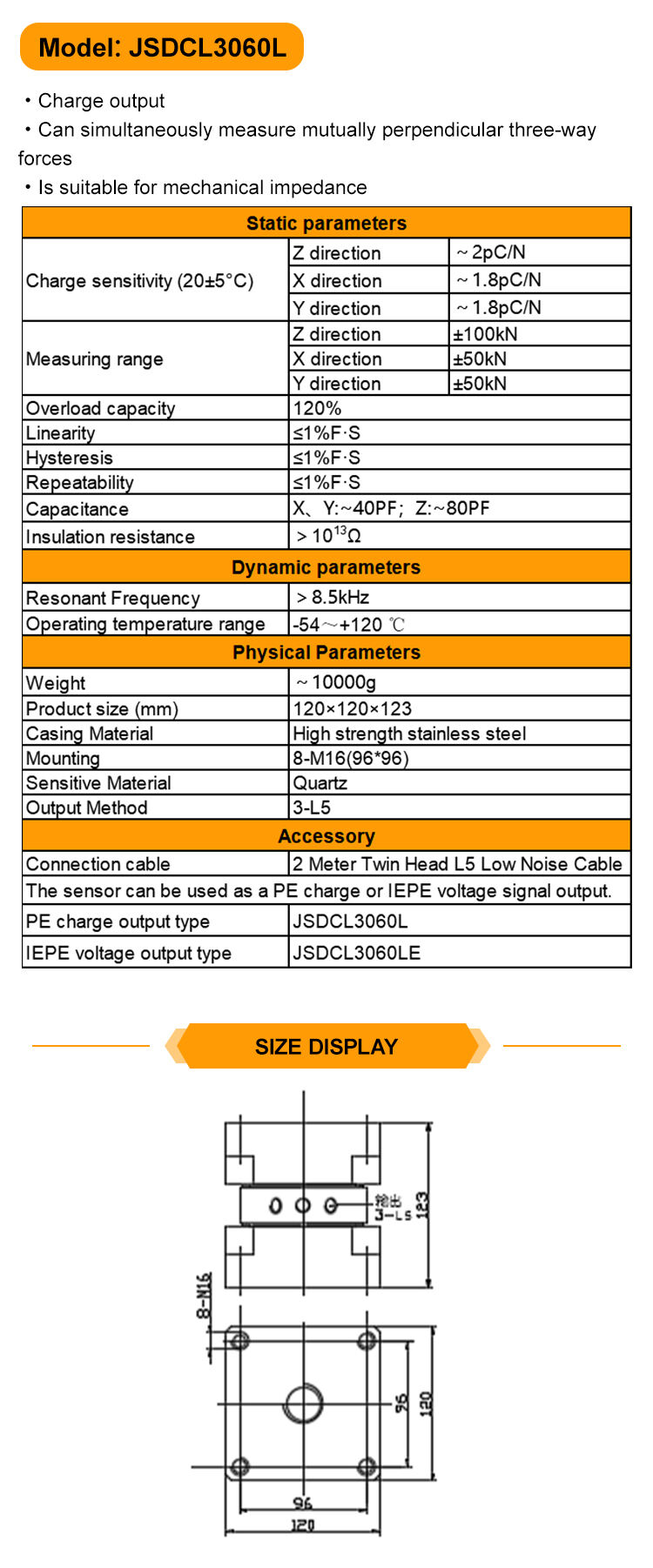 JSDCL3060L Three-Axis Force and Vibration Sensor for Accurate Pressure Measurements manufacture