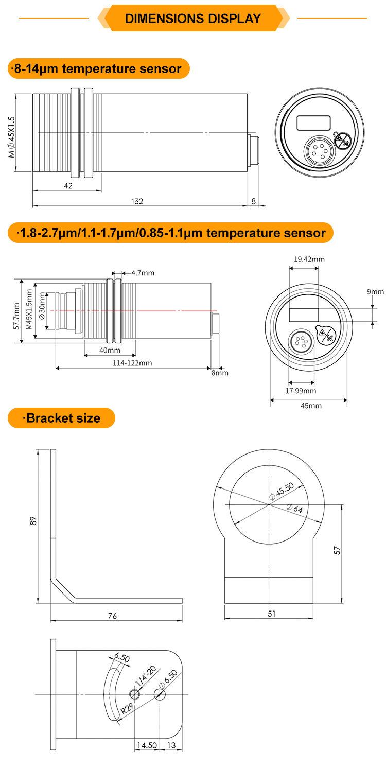 KASINTON JSD-D0460A -40~600℃ 4-20mA IP65 Infrared Temperature Sensor Price factory