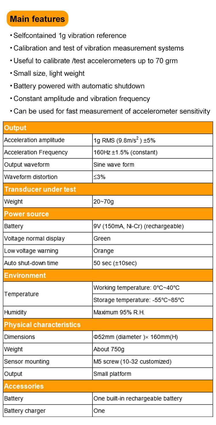 JSDJZY01A Wholesale Constant Amplitude Sensitivity Sine Waveform 20~70G Hand-Held Vibration Calibrator factory