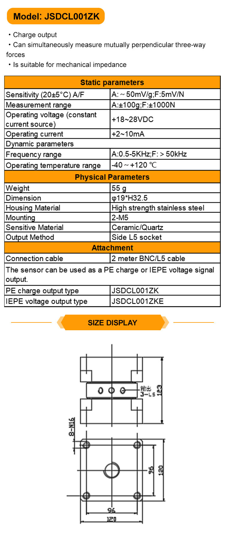 JSDCL001ZK Three-Axis Force and Vibration Sensor for Accurate Pressure Measurements manufacture