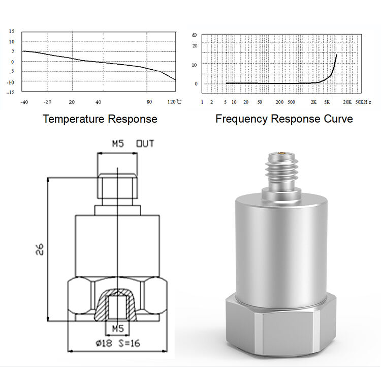 JSDED0010 Piezoelectric Acceleration Sensor Wide Frequency Response Range High Sensitivity Universal Iepe Type manufacture