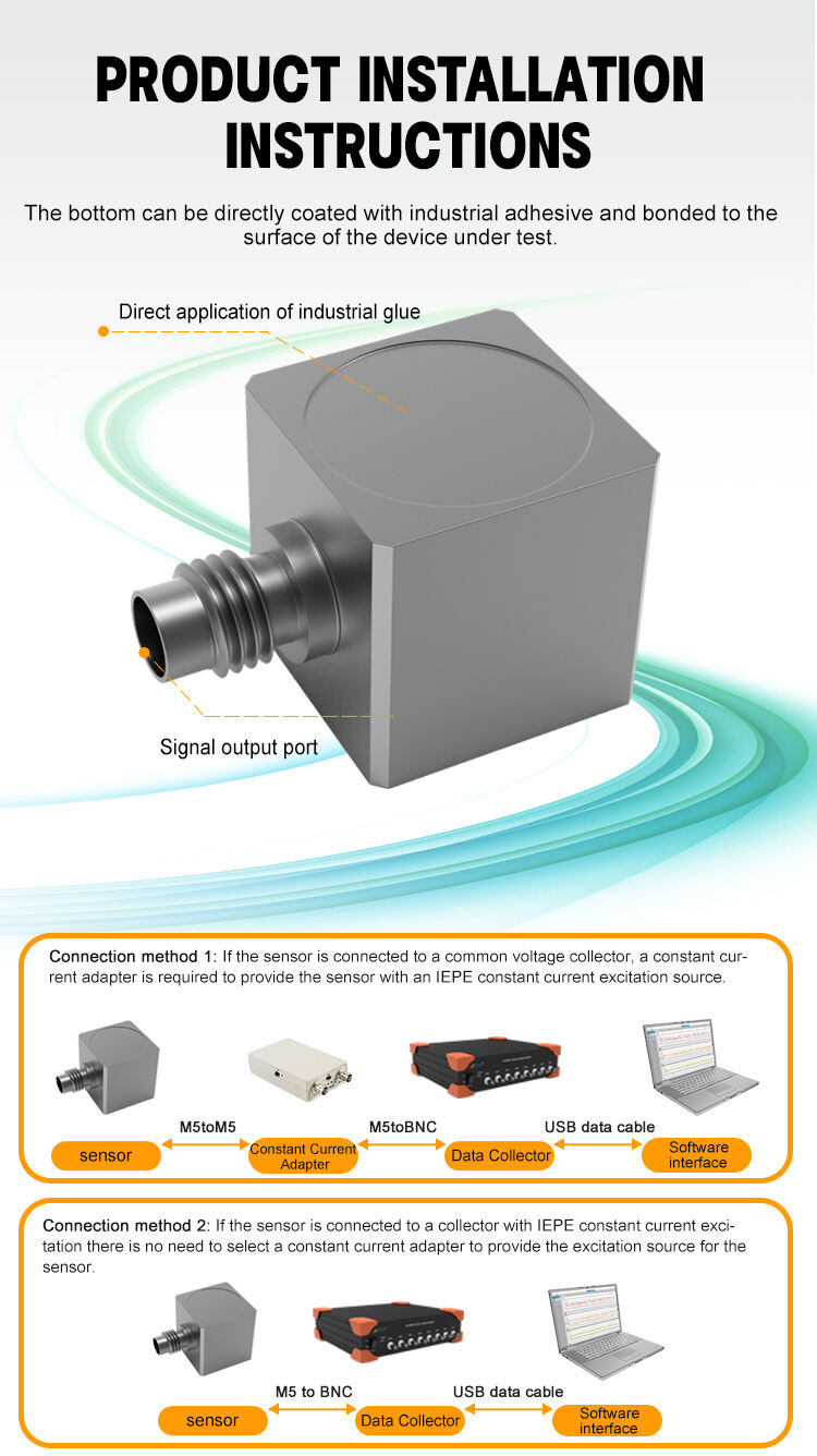 JSDE30005Y18 Isolated Triaxial IEPE Acceleration Sensor with Anti-Interference Vibration SensorInstalled details