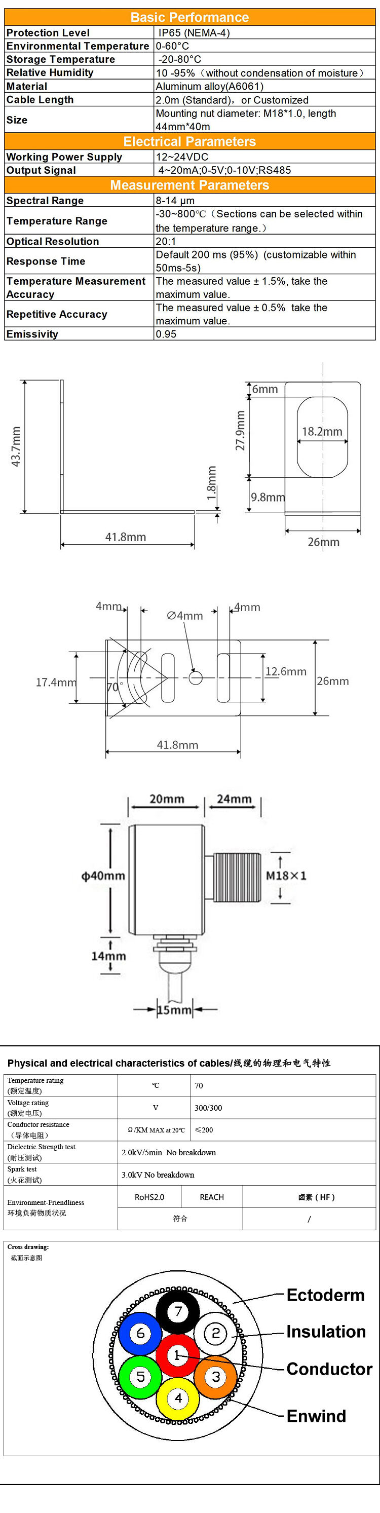 KASINTON JSD10A4 0-100℃ 4-20mA Digunakan Dalam Sensor Suhu Inframerah Kaca Farmasi Tekstil pemasok