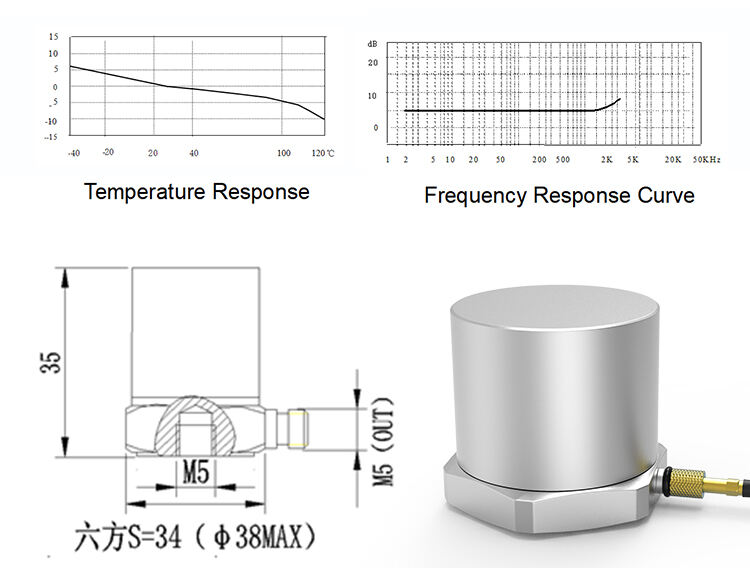 JSDEC00X5 Piezoelectric Acceleration Sensor 5g High Dynamic 1000mv/G High Sensitivity High Performance Iepe factory