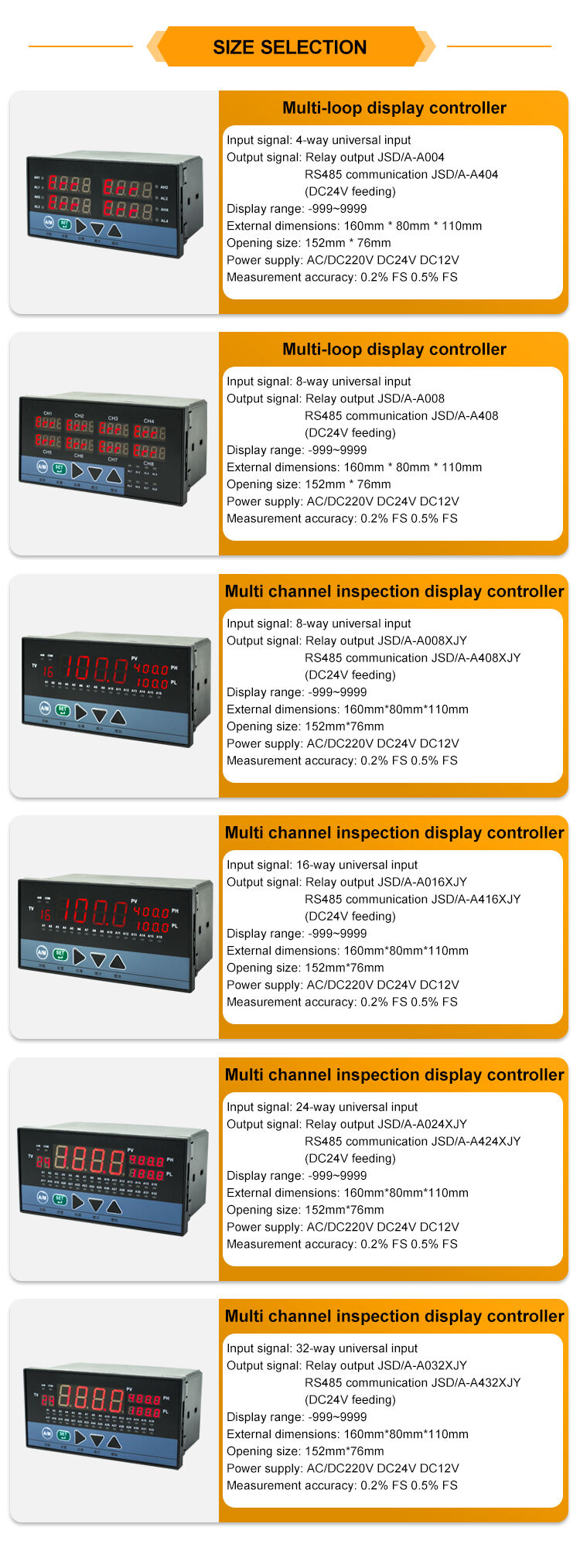 JSD/A-A004 4-32 Multi-channel inspection intelligent display instrument digital temperature alarm thermostat details