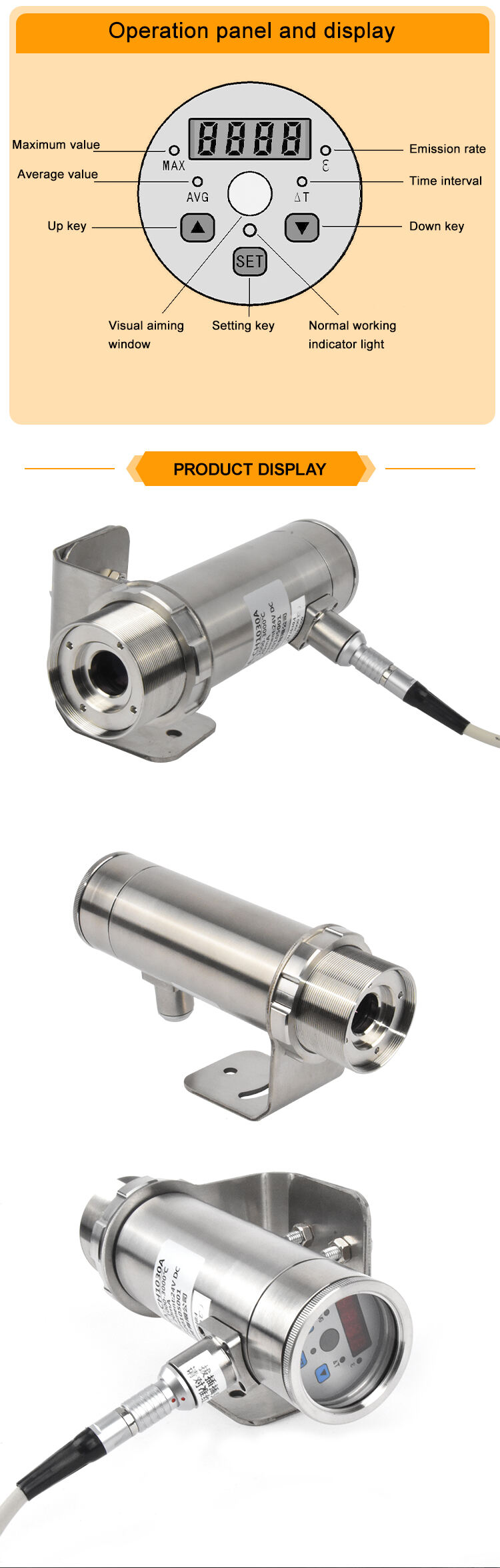 JSD-CL2060AR 200~600℃ Measuring Aluminum Industrial Temperature Sensing Probe Infrared Temperature Sensor manufacture