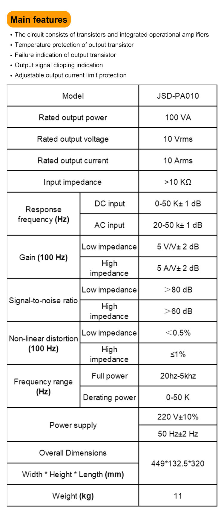 KASINTON JSD-PA010 100W Power Amplifier High Power Amplifier Vibration Test Modulated Amplitude Exciter supplier