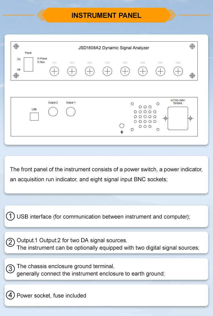 JSD1808A2 Dynamic Signal Analyzer Voltage Iepe Input Data Acquisition Controller Industrial 8 Channels factory