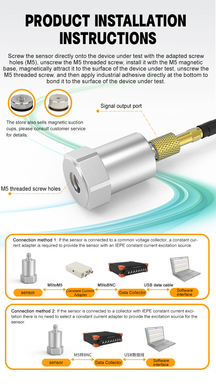 JSDED0010 Piezoelectric Acceleration Sensor Wide Frequency Response Range High Sensitivity Universal Iepe Type details