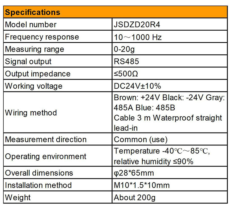 JSDZD20R4 The Integrated Vibration Transmitter Has Strong Anti-Interference Ability Small Size High Strength And Stability details