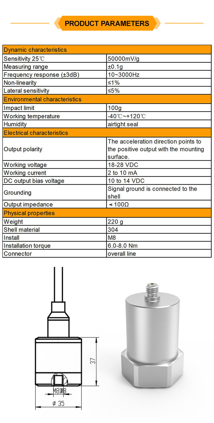 JSDED00X1C Piezoelectric Acceleration Sensor For Industrial Measurement Precision Performance High Stability Sensitivity manufacture