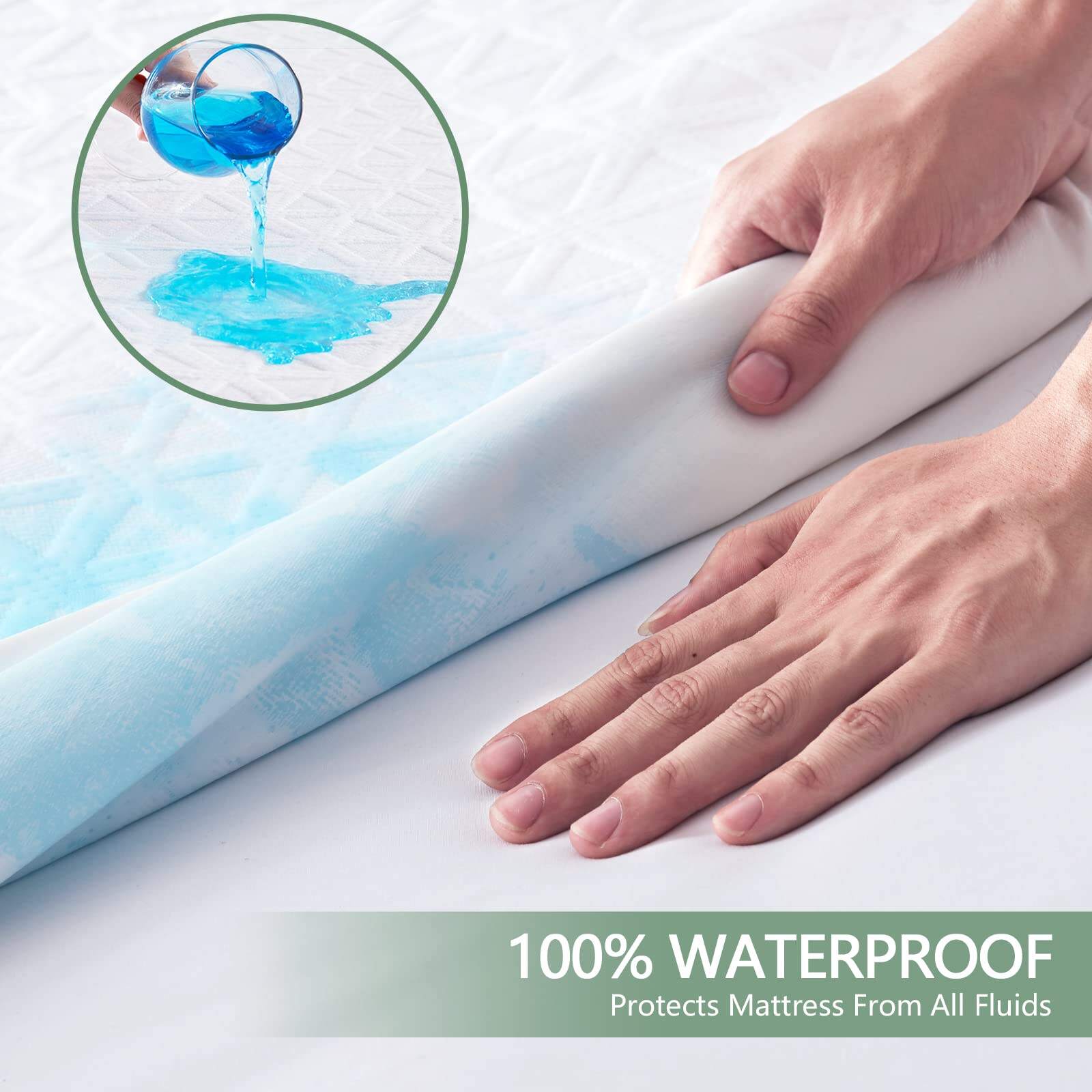 Bamboo Fiber White Waterproof Mattress Protector manufacture