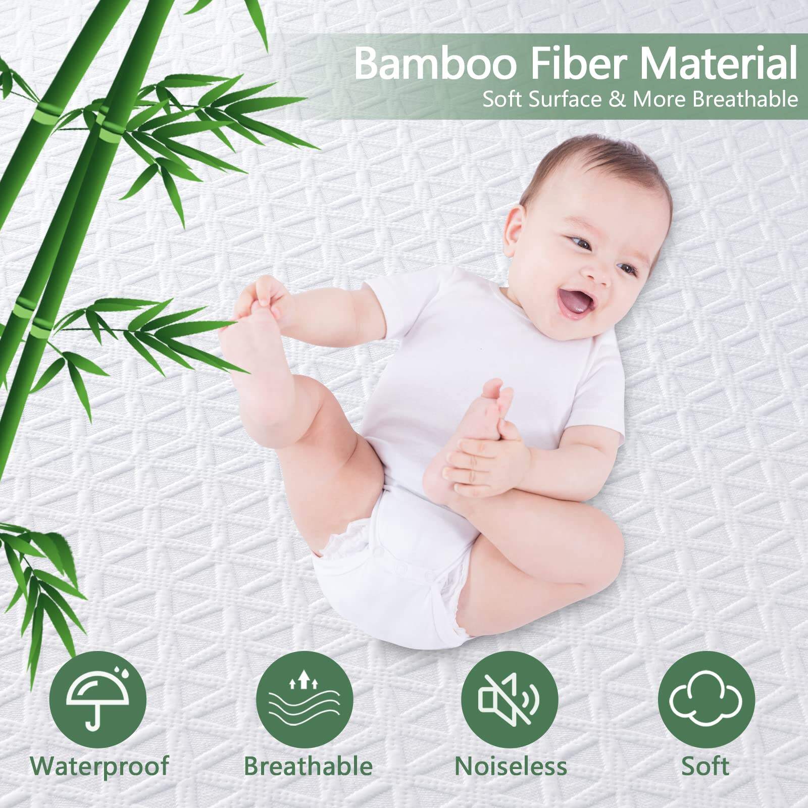 Bamboo Fiber White Waterproof Mattress Protector manufacture