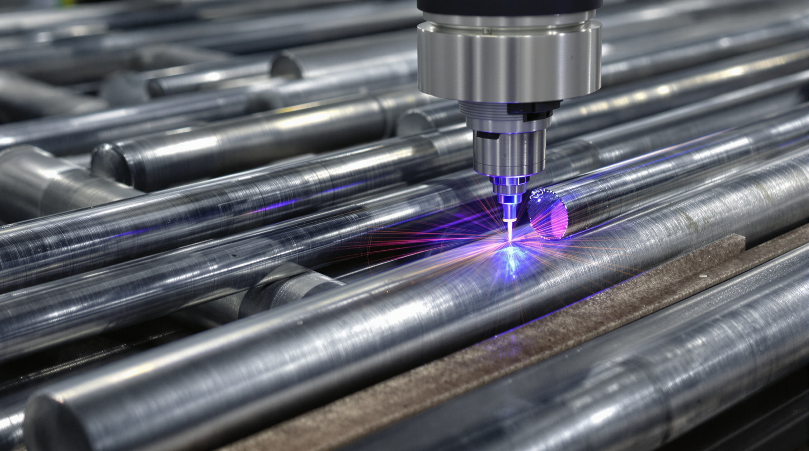 Laser cutting machine processing metal pipes of different thickness and reflectivity, highlighting varying edge quality