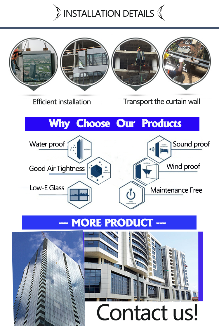 product as2047 thermal break commercial building aluminum curtain wall waterproof unitized glass exterior facade system-1