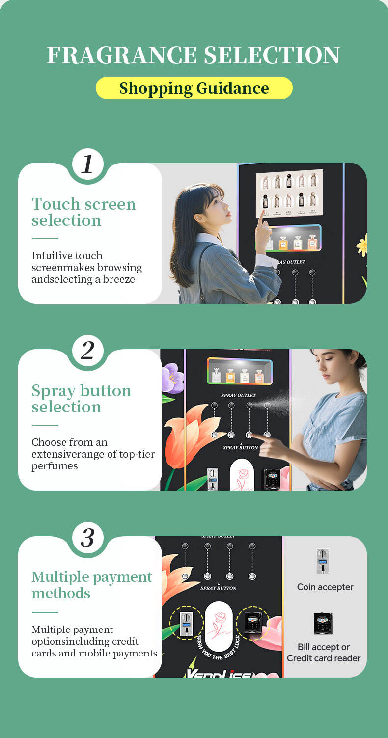 Outdoor Commercial Street Automatic Feishi Perfume Spray Cologne Vending Machine With Standing Dispenser For Sale Credit Card details