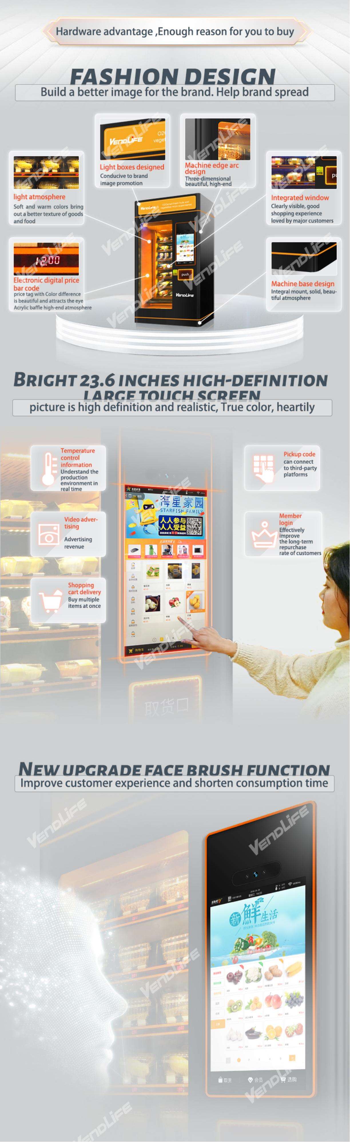 The Most Popular Smart Fresh Fruit Salad Food Vending Machine With Elevator Durians Orange Juice Onions Commercial Business factory