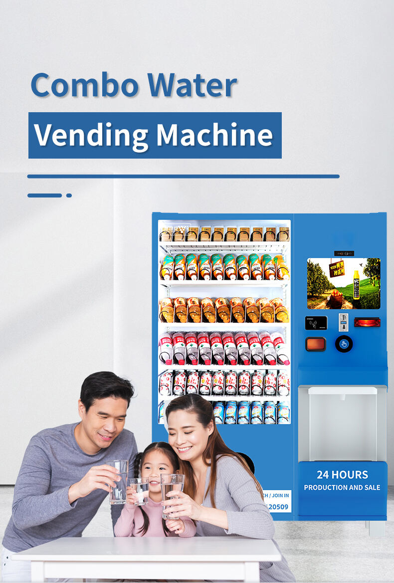 Combo Water Dispenser Vending Machine For Sale automatic Purified Drinking Water Vending Machine For Drink And Snack factory