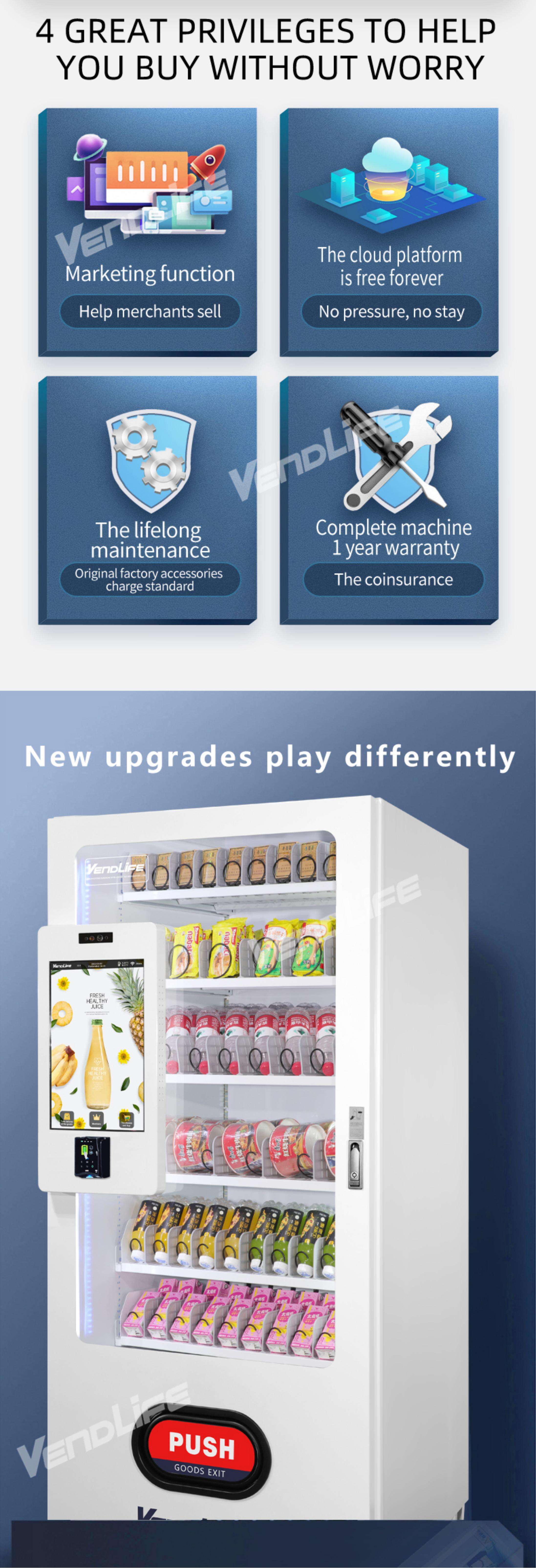 Touch Screen Fully Automatic Refrigerated Combo Vending Machine Snack and Drink Vending Machine manufacture