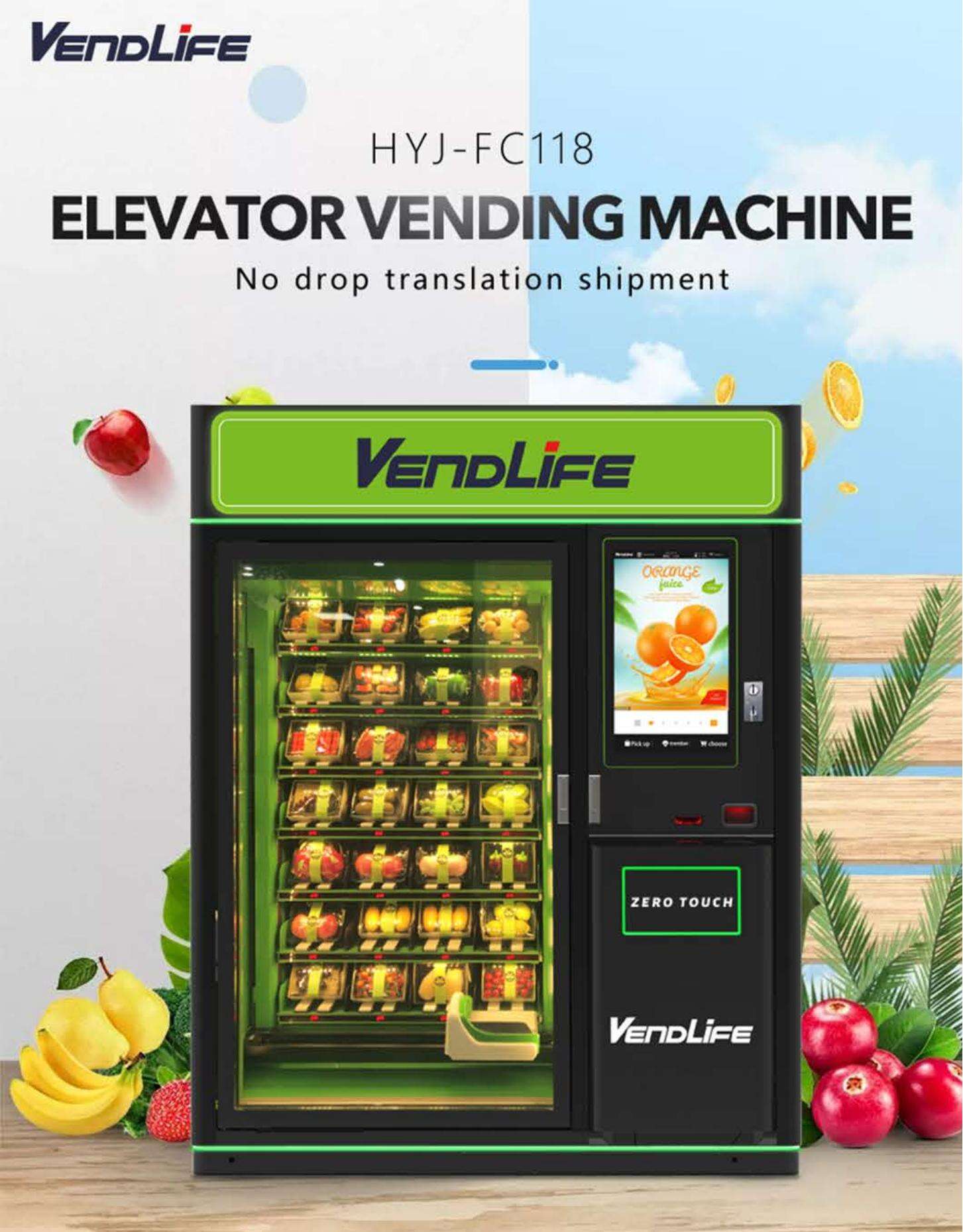 smart combo refrigerator touch screen Cupcake Supermarket atm food salad Vendlife vending machine  remote and management factory