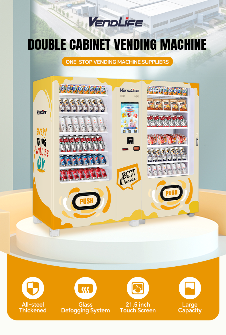 Hot Sale 24 Hours Combo Snack Drink Vending Machine with Double Cabinet supplier