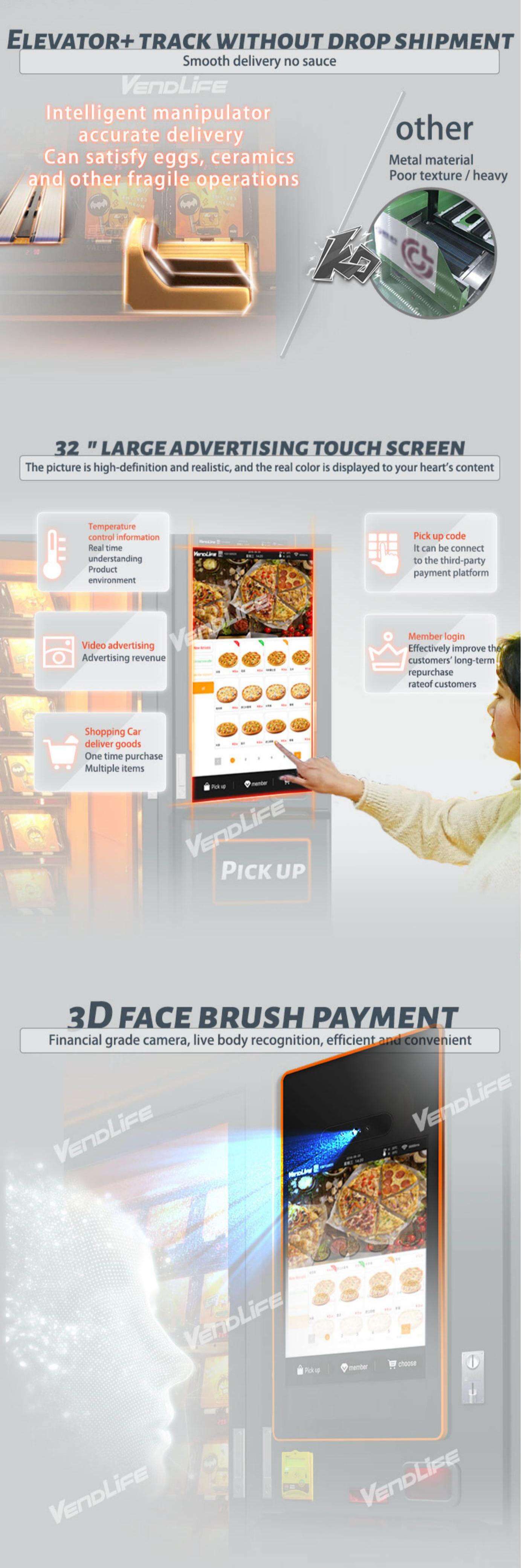 XYZ Commercial Outdoor Fresh Fast Food Self Service Fully Automatic Smart Pizza Vending Machine China Factory manufacture