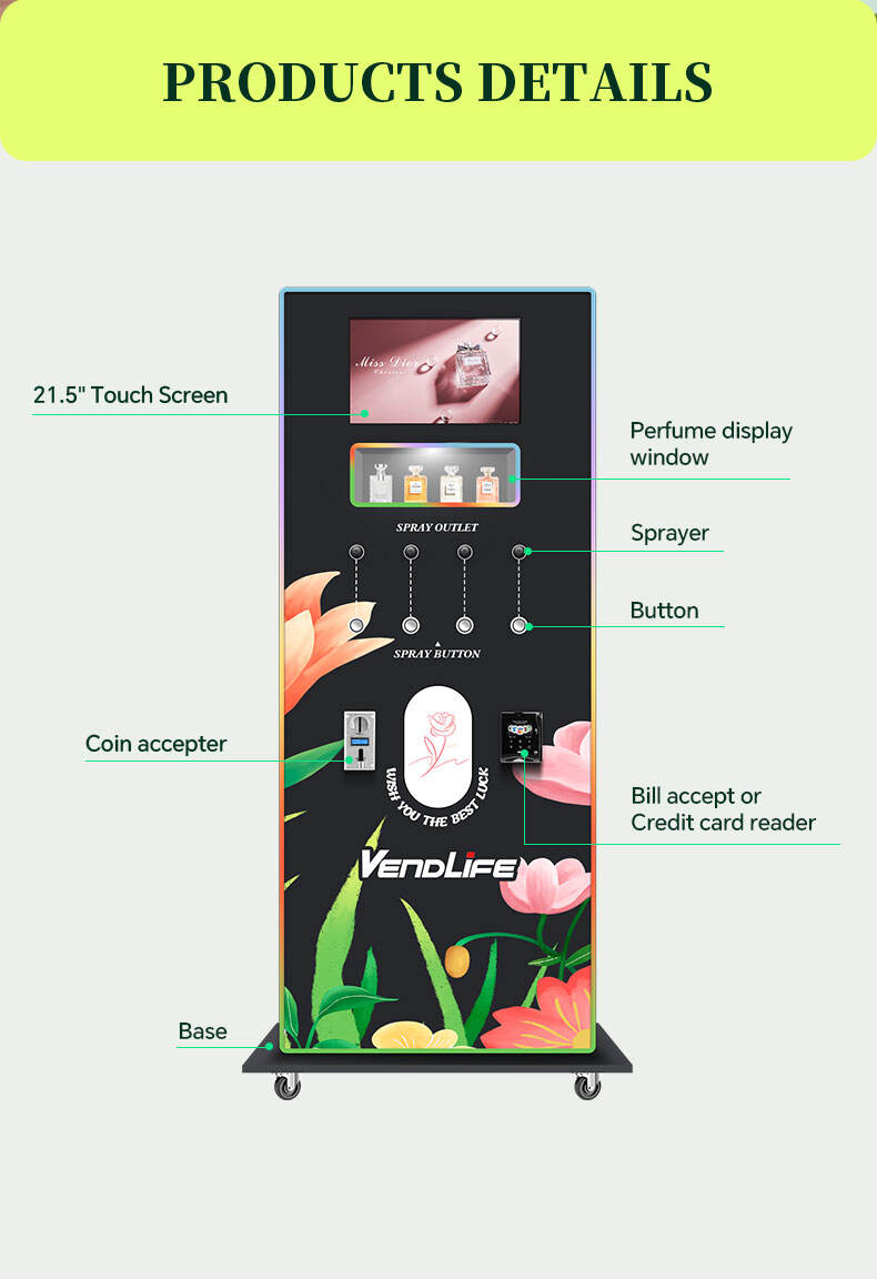 Outdoor Commercial Street Automatic Feishi Perfume Spray Cologne Vending Machine With Standing Dispenser For Sale Credit Card factory