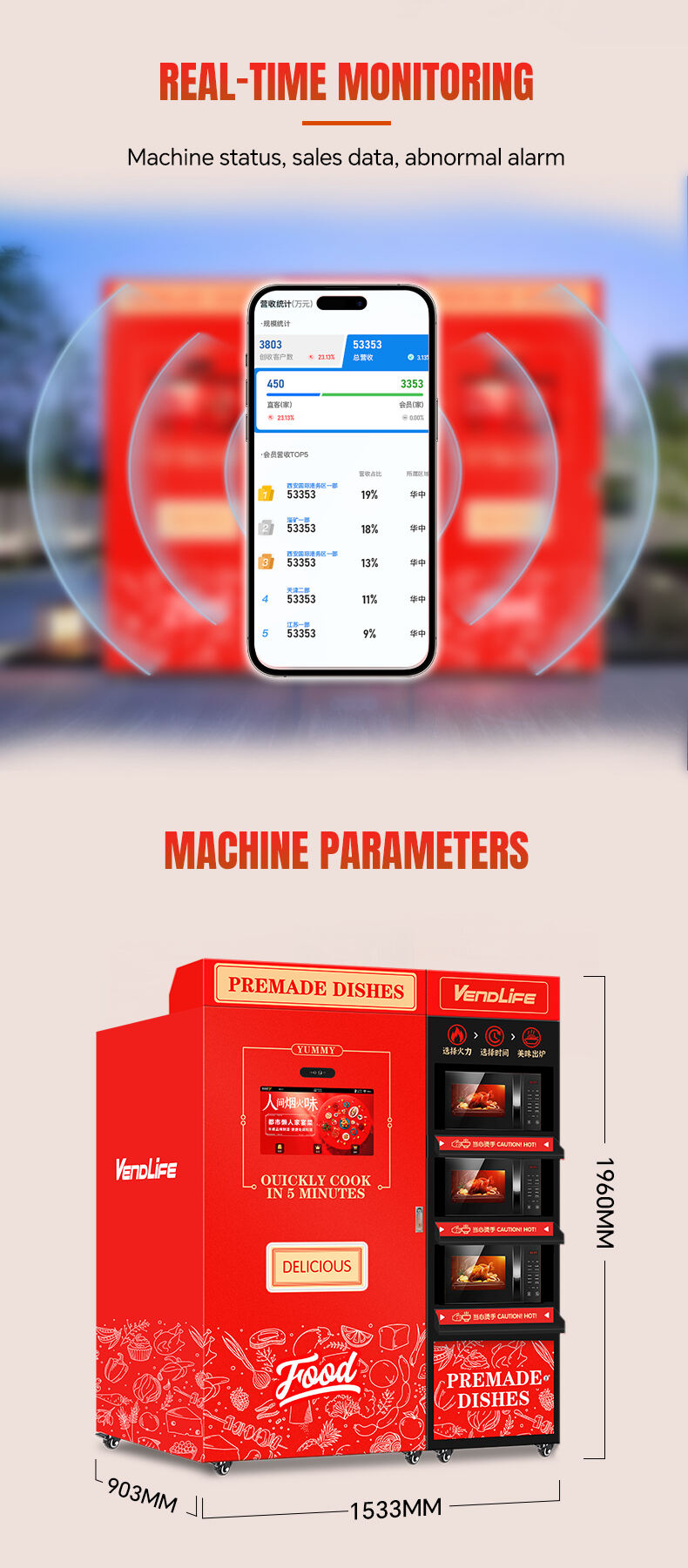 Touch Screen Vending Machine With Microwave Oven Frozen Lunch Box Meal Automatic Hot Food Vending Machine manufacture