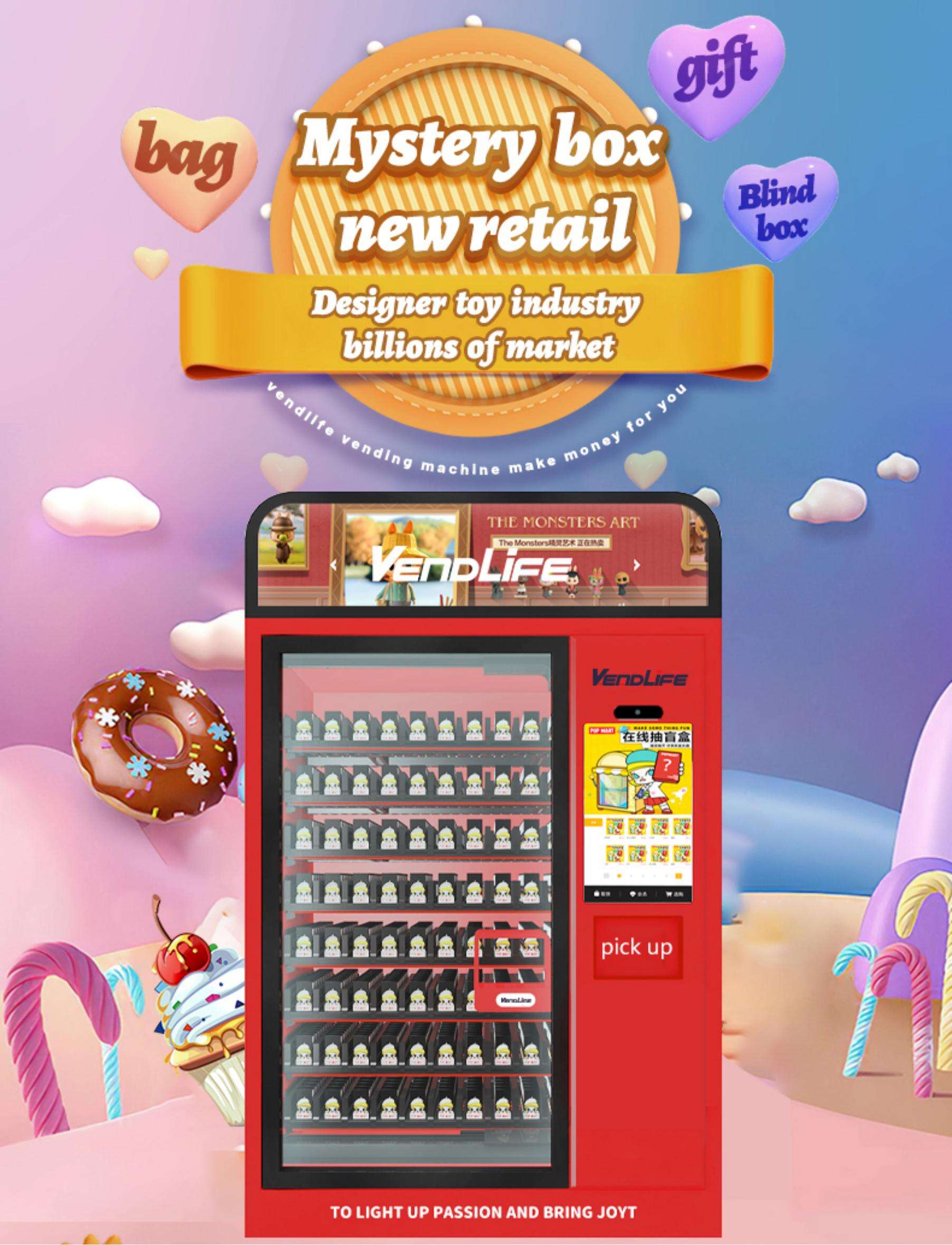 Combo two in one smart vending machine sale blind box,toy,doll with touch screen in the mall manufacture