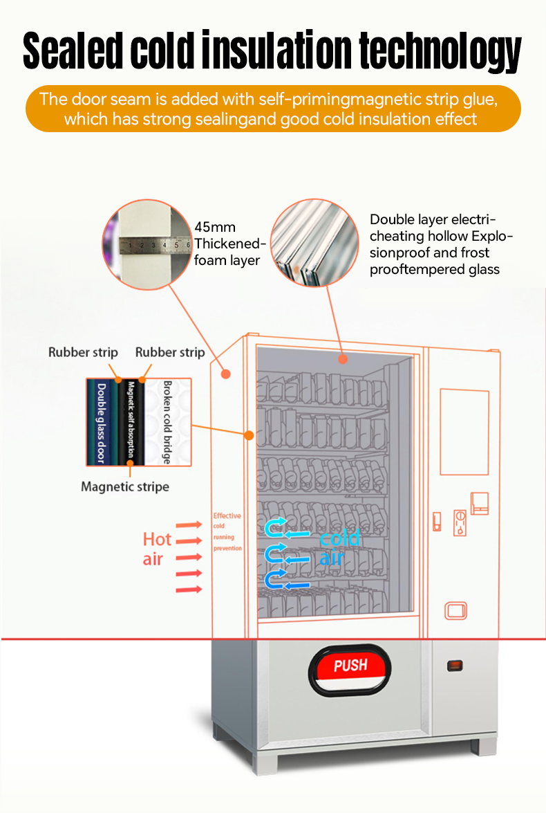 Supermarket Vertical Refrigerator Commercial Beverage Cold Drink Snack Vending Machine Display Fridge factory