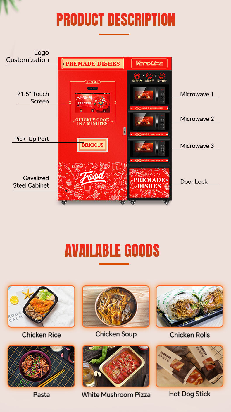 Vendlife Meal Lunch Box Soup Hot Food Vending Machine With Elevator System QR Code Credit card Payment Maquina Expendedora factory