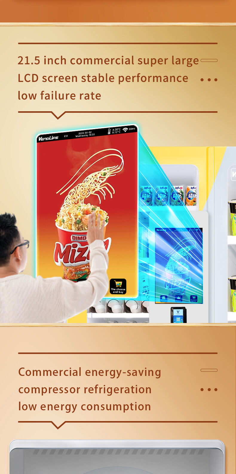 Custom Retail Items Smart Hot Food Ramen Bubble Tea Coffee Vending Machine With Hot Water Dispenser factory