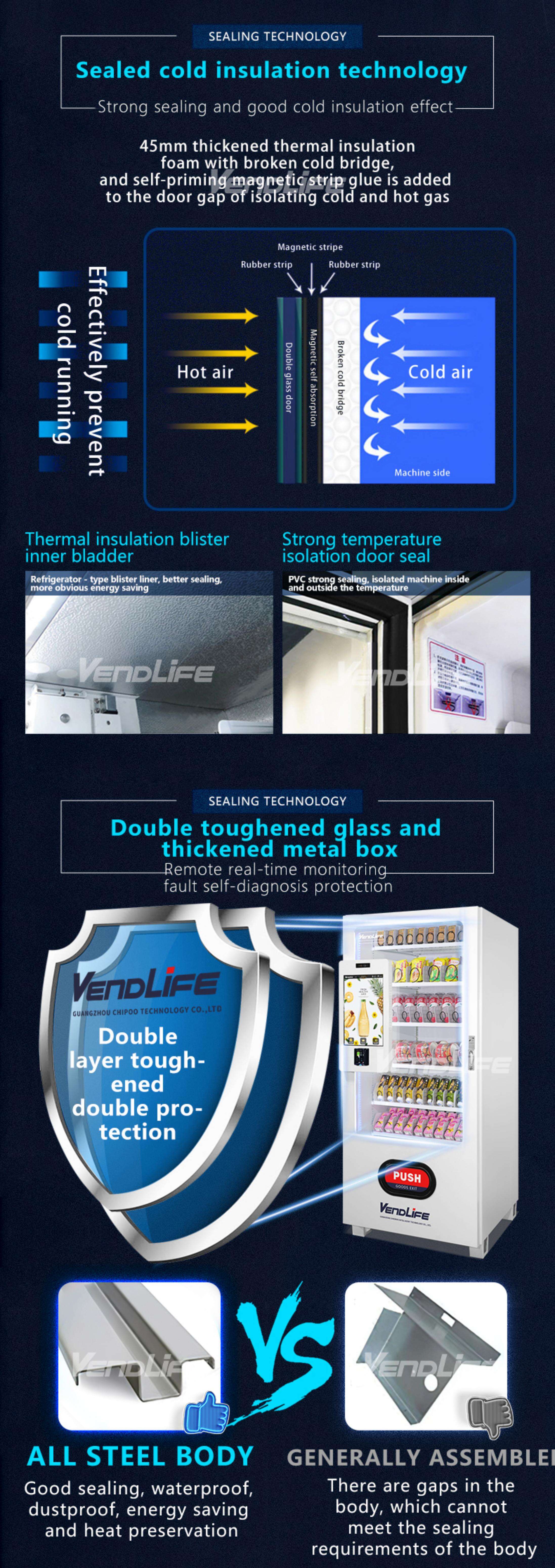 Touch Screen Fully Automatic Refrigerated Combo Vending Machine Snack and Drink Vending Machine details