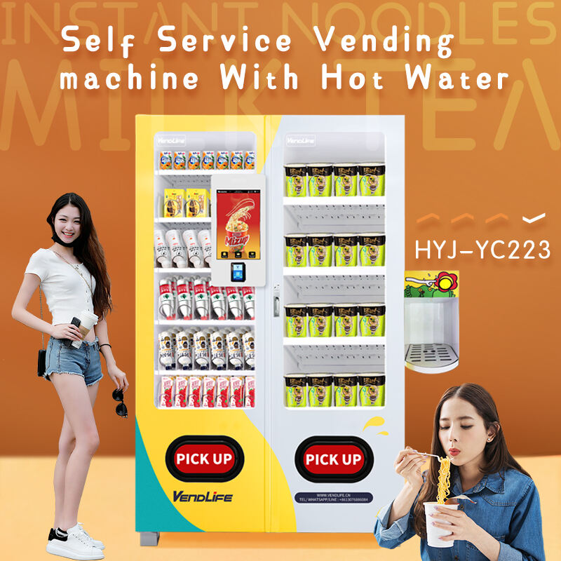 Custom Retail Items Smart Hot Food Ramen Bubble Tea Coffee Vending Machine With Hot Water Dispenser factory