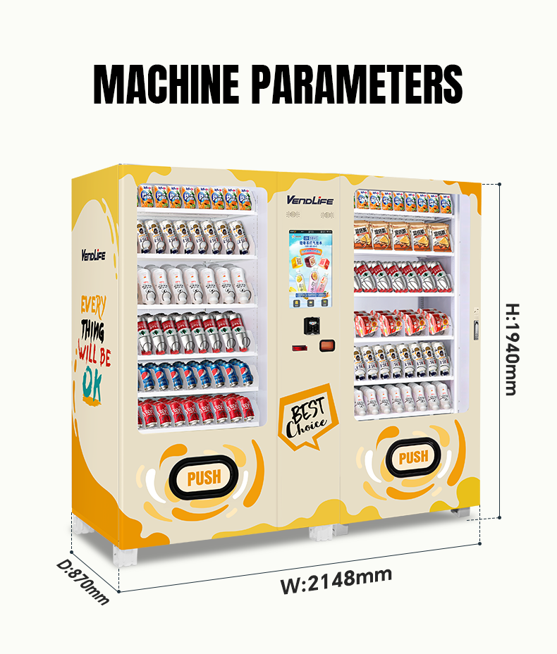 Hot Sale 24 Hours Combo Snack Drink Vending Machine with Double Cabinet manufacture