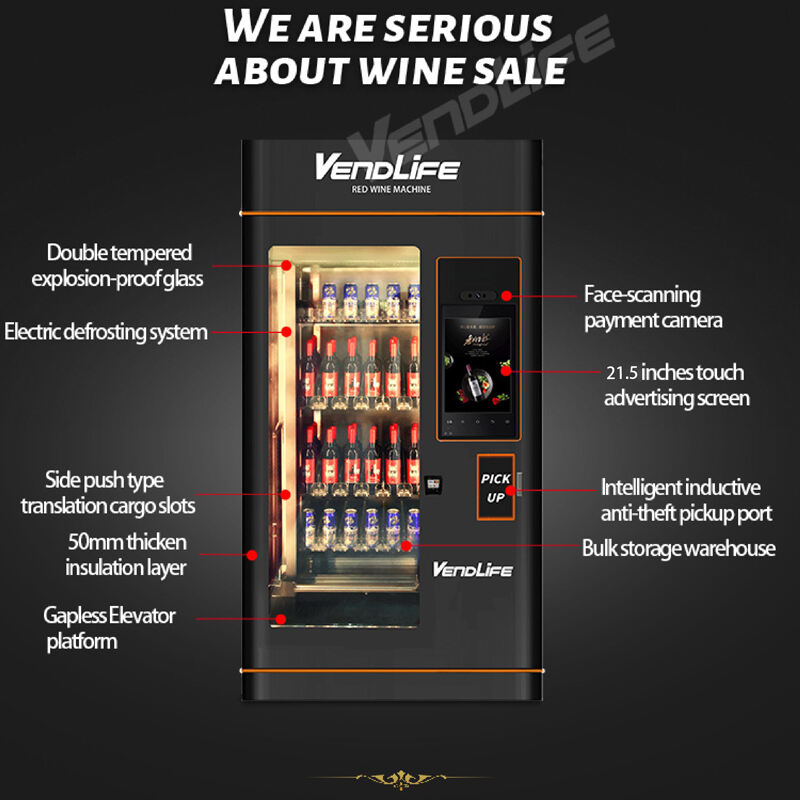 Cashless liquor red wine beer XO alcohol drinks smart fridge vending machine with card reader manufacture