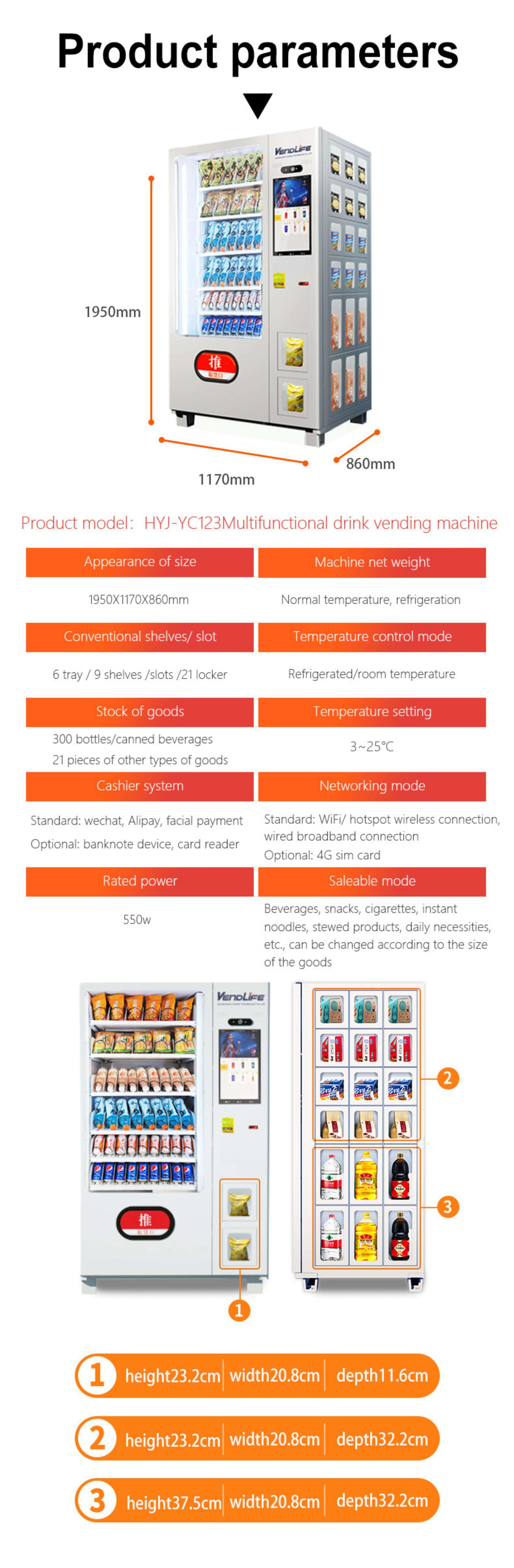 VENDLIFE Snack Beverage Drink Automatic Combo Vending Machines with locker with CE and ISO9001 and CB Certificate manufacture