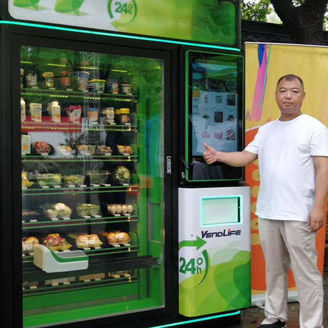 smart combo refrigerator touch screen Cupcake Supermarket atm food salad Vendlife vending machine  remote and management supplier