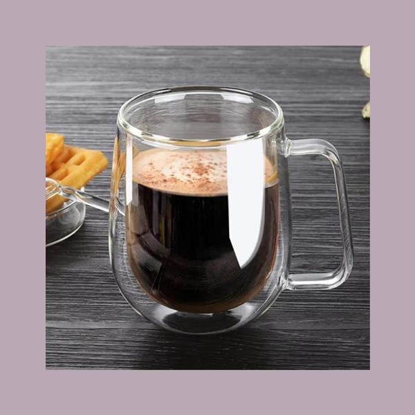 Elevate your morning routine with a sleek and durable double glass cup